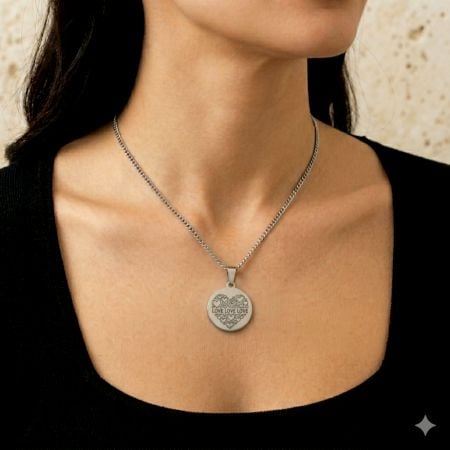 Handcrafted 925 Silver Personalized Engraved Round Necklace